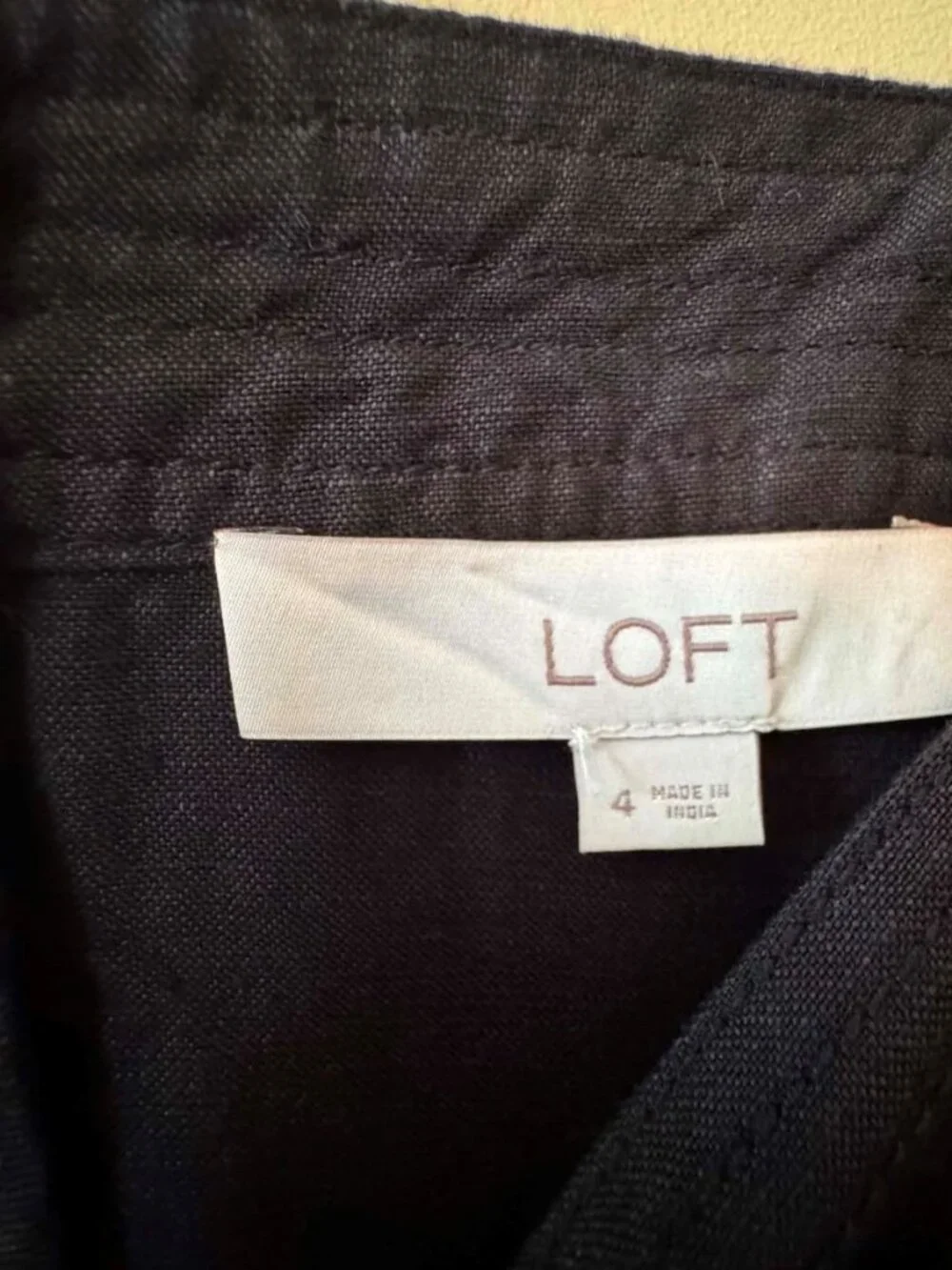 LOFT Black Linen Romper/Shortall | Size 4